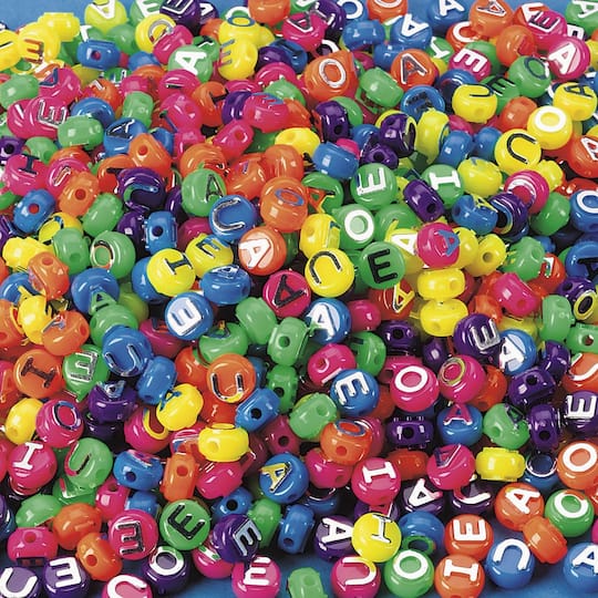The Beadery&#xAE; Neon Plastic Vowel Beads, 10mm